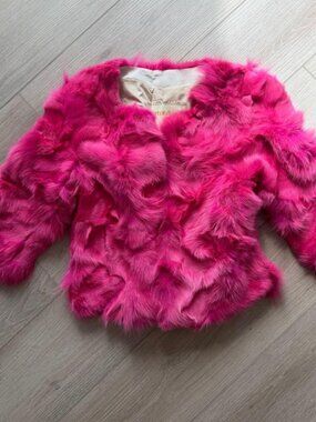 Hot pink fox fur jacket